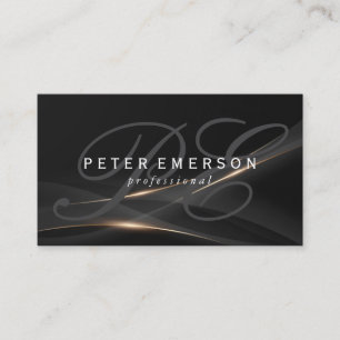 Elegantes Monogramm Sleek Black   Gold Glanz Visitenkarte