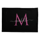 elegantes Monogramm-Stilmittel schwarz Kissenbezug (Rückseite)