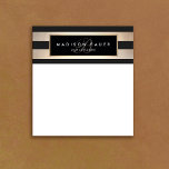 Elegantes Monogramm Streifen Schwarz und Gold Notizblock<br><div class="desc">Realistisches digitales Bild von sehr subtiler Gradation der horizontalen Streifen aus Goldfolie. * Hinweis: Das Gold ist nicht glänzend.</div>