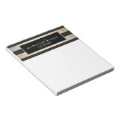 Elegantes Monogramm Streifen Schwarz und Gold Notizblock (angewinkelt)