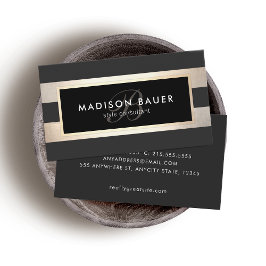 Elegantes Monogramm Streifen Schwarz und IMITATE G Visitenkarte