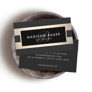 Elegantes Monogramm Streifen Schwarz und IMITATE G Visitenkarte