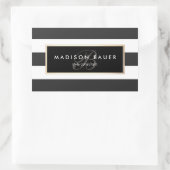 Elegantes Monogramm Streifen Schwarz/Weiß Rechteckiger Aufkleber (Tasche)