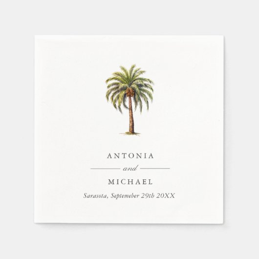 Elegantes Monogramm tropischer Palmen Serviette (Vorderseite)