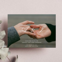 Elegantes Monogramm Typografie-Foto Save the Date