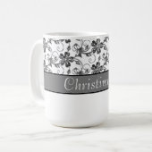 Elegantes Monogramm- und Blumenmuster Kaffeetasse (Vorderseite Links)