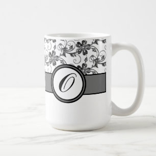 Elegantes Monogramm- und Blumenmuster Kaffeetasse