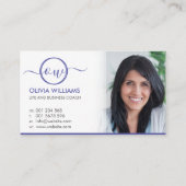 Elegantes Monogramm und Foto Visitenkarte (Vorderseite)