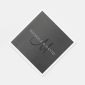 Elegantes Monogramm und Gradient Gray Serviette (Ecke)