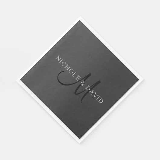 Elegantes Monogramm und Gradient Gray Serviette (Ecke)