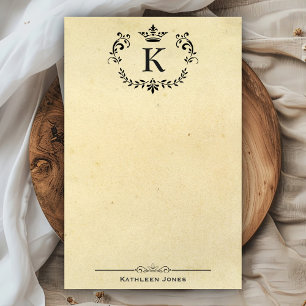 Elegantes Monogramm und Name Individuelles Vinta Briefpapier