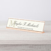 Elegantes Monogramm und Name Schreibtischnamensplakette (Vorderseite )