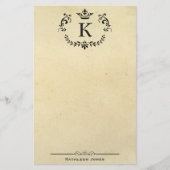 Elegantes Monogramm und Name | Vintages Papier (Vorderseite)