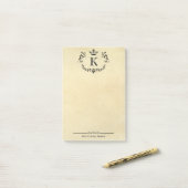 Elegantes Monogramm und Name | Vintages Papier Post-it Klebezettel (Auf Schreibtisch)