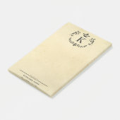 Elegantes Monogramm und Name | Vintages Papier Post-it Klebezettel (angewinkelt)
