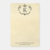 Elegantes Monogramm und Name | Vintages Papier Post-it Klebezettel (Vorderseite)