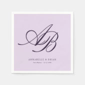 Elegantes Monogramm Violette Hochzeit  Serviette (Vorderseite)