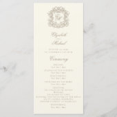 Elegantes Monogramm-Wappen Elfenbein Hochzeitsprog Programm (Vorderseite)