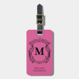 Elegantes Monogramm-Wappen in Rosa Gepäckanhänger