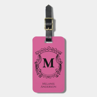 Elegantes Monogramm-Wappen in Rosa  Gepäckanhänger