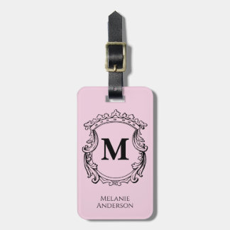 Elegantes Monogramm-Wappen in Rosa  Gepäckanhänger