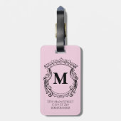Elegantes Monogramm-Wappen in Rosa Gepäckanhänger (Rückseite vertikal)