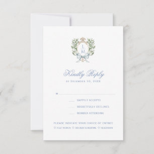 Elegantes Monogramm-Wappen mit RSVP-Karte Dankeskarte