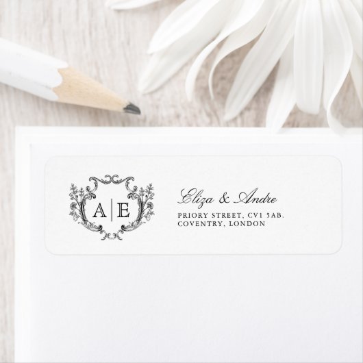 Elegantes Monogramm Wappen Schwarz-Weiß-Hochzeit (Insitu)