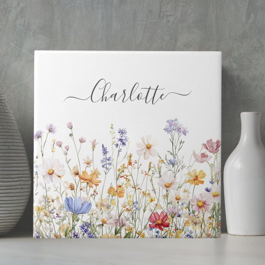 Elegantes Monogramm Wasserfarbe Bunte Wildblume Fliese