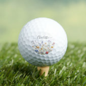 Elegantes Monogramm Wasserfarbe Bunte Wildblume Golfball (Insitu T-Shirt)