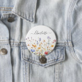 Elegantes Monogramm Wasserfarbe Farbige Wildblume Button (Beispiel)