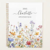 Elegantes Monogramm Wasserfarbe Farbige Wildblume Planer (Vorderseite)