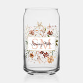 Elegantes Monogramm Wasserfarbe Herbst Wildblumen  Dosenglas (Vorderseite)
