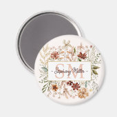 Elegantes Monogramm Wasserfarbe Herbst Wildblumen  Magnet (Vorderseite/Rückseite)