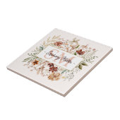 Elegantes Monogramm-Wasserfarben-Herbst-Wildblumen Fliese (Seite)