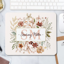 Elegantes Monogramm-Wasserfarben-Herbst-Wildblumen