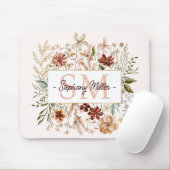 Elegantes Monogramm-Wasserfarben-Herbst-Wildblumen Mousepad (Mit Mouse)
