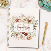 Elegantes Monogramm-Wasserfarben-Herbst-Wildblumen
