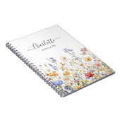 Elegantes Monogramm-Wasserfarben-Wildblumen-Muster Notizblock (Rechte Seite)