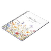 Elegantes Monogramm-Wasserfarben-Wildblumen-Muster Notizblock (Linke Seite)