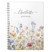 Elegantes Monogramm-Wasserfarben-Wildblumen-Muster Notizblock (Vorderseite)