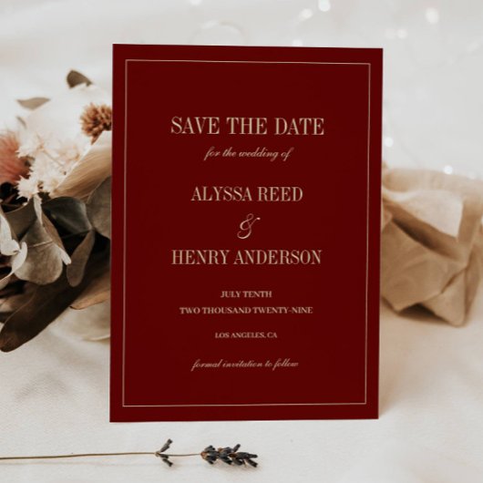 Elegantes Monogramm Weinrotes Skript Hochzeit Save The Date