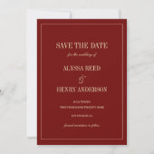 Elegantes Monogramm Weinrotes Skript Hochzeit Save The Date (Vorderseite)