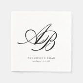 Elegantes Monogramm Weiße Hochzeit  Serviette (Vorderseite)
