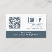 Elegantes Monogramm-Wraath-Neutral-Slate Visitenkarte (Rückseite)