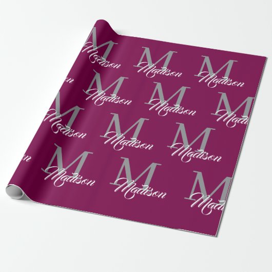 Elegantes Monogramm Wrapping Paper - Personalisier Geschenkpapier (Ungerollt)