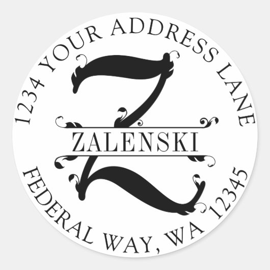 Elegantes Monogramm Z kreisförmige Umschlag-Siegel Runder Aufkleber (Vorderseite)