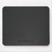 Elegantes Monogrammiertes Black Imitats Leather Mousepad (Vorne)