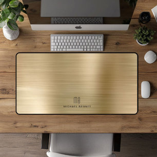 Elegantes monogrammiertes faux gold metallisch geb schreibtischunterlage