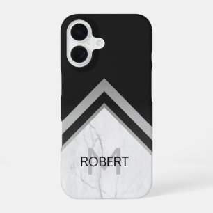 Elegantes monogrammiertes geometrisches Schwarz-Si iPhone 16 Hülle